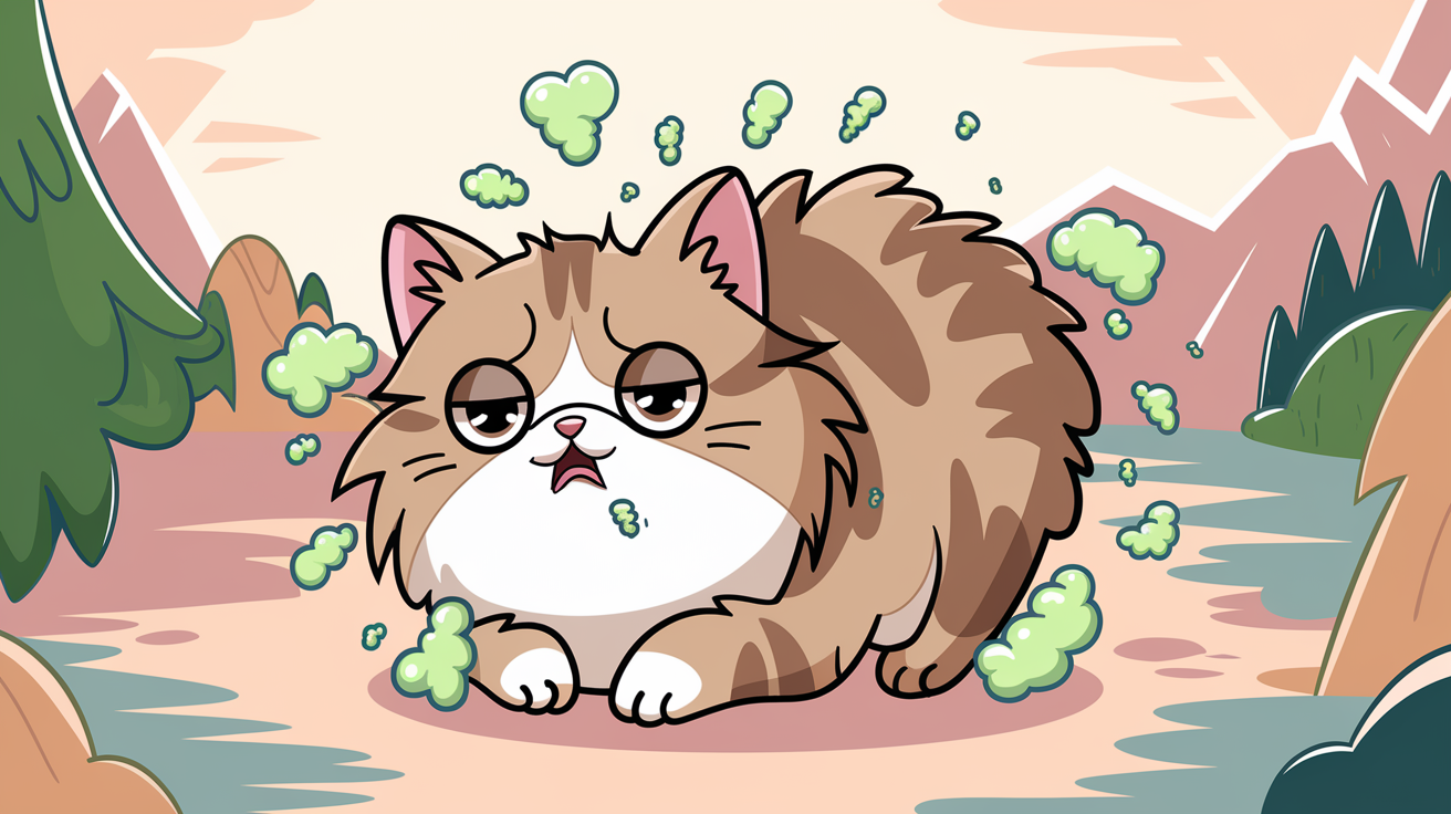 Cat looking annoyed with gas cloud