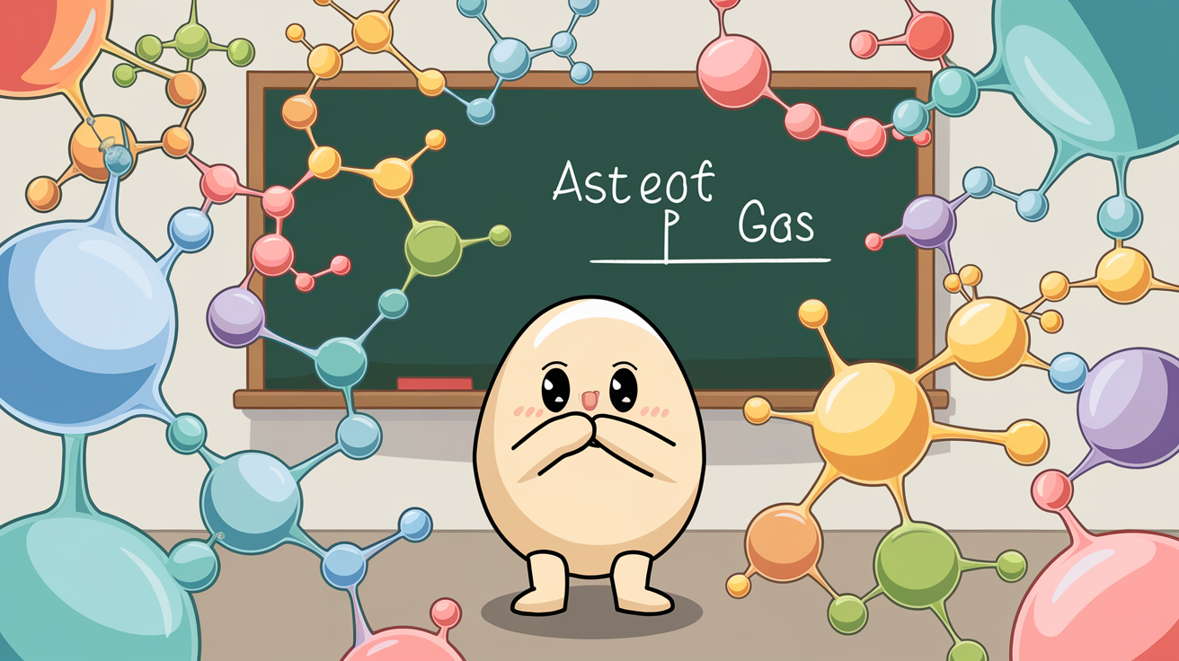Cracked egg with green gas emanating