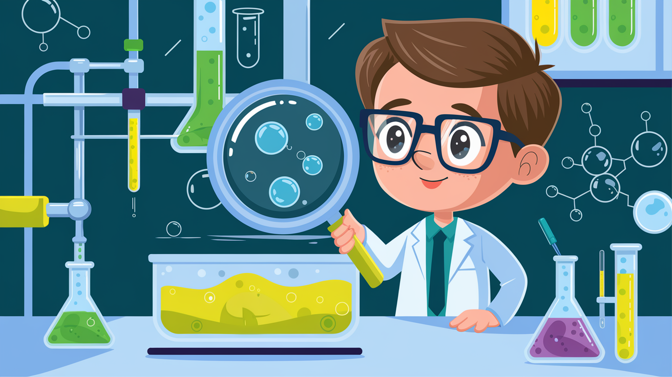 Laboratory beakers with bubbles